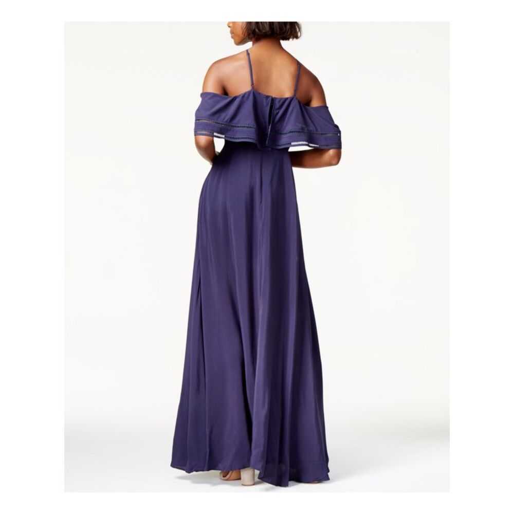 MARE MARE Womens Navy Draped Cold Shoulder Halter Empire Waist Dress XS - Picture 2 of 2